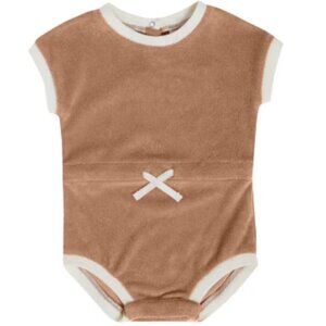 QUINCY MAE Terry Retro Romper in Terracotta 12-18 Months